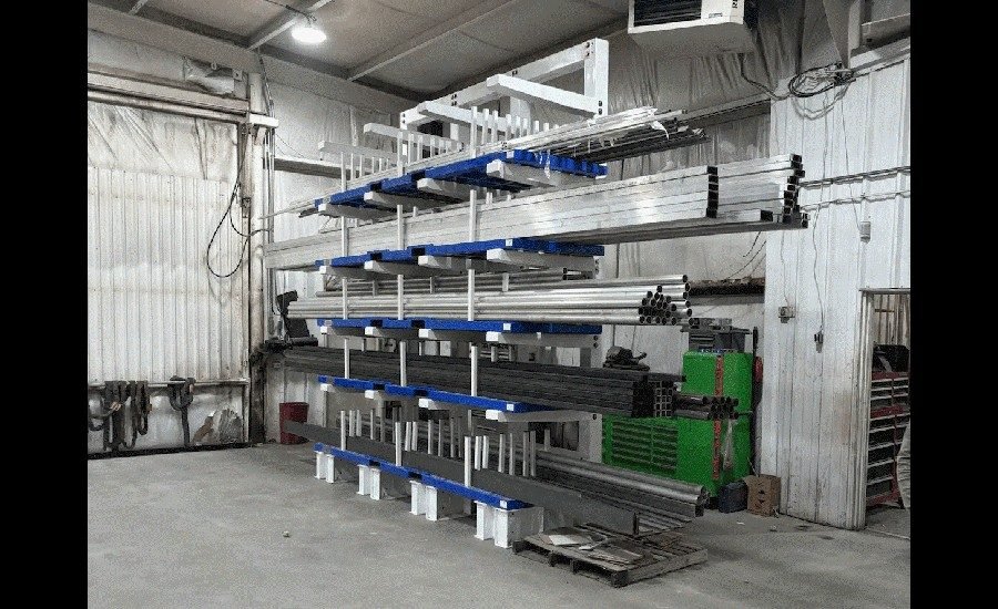 Storage Rack Accommodates Long Metal Stock